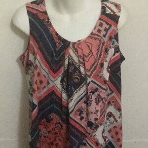 Roz & Ali Multicolor Patterned Sleeveless Top Size M
